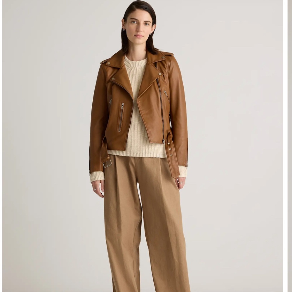 Quince Leather Moto Jacket in Cognac
